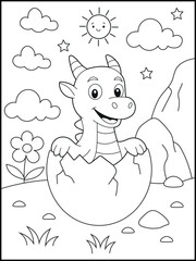 Cartoon Dragon Coloring Page – Fun for Toddlers and Preschoolers