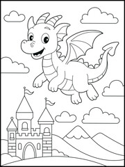 Smiling Baby Dragon Coloring Page – Easy Line Art for Kids