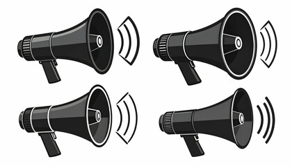 Pixel Art Megaphones: Black and White Vector Illustrations