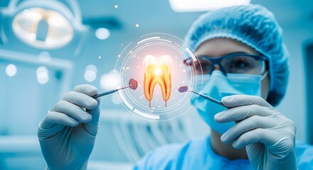 World Oral Health Day Dental Care Technology Examining a Tooth with Modern Medical Innovation for Oral Health