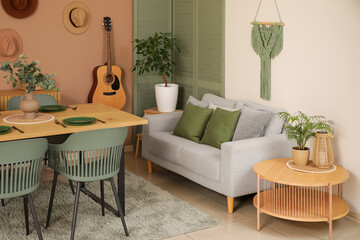 Table set in modern stylish dining room