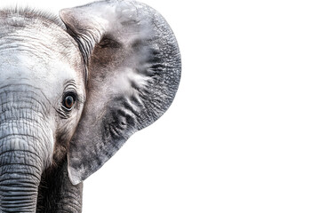 Adorable baby elephant facing front isolated on transparent background