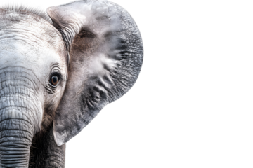 Adorable baby elephant facing front isolated on transparent background