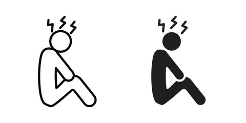 Depression icon concept. pixel perfect linear ui icon.