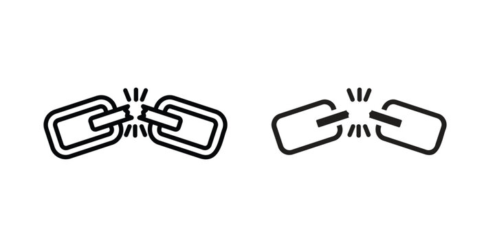 Broken link icon concept. pixel perfect linear ui icon.