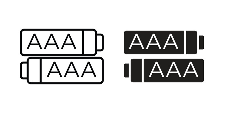 AAA battery icon concept. pixel perfect linear ui icon.