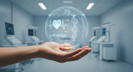 woman pressing virtual button