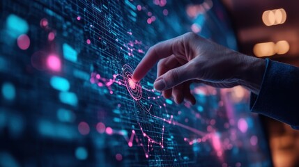 human interaction with a digital interface for enhanced data analysis and interactive technology showcasing innovative advancements in the realm of futuristic connections