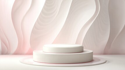Elegant White Podium Display On Soft Pink Background