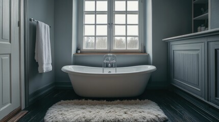 Elegant bathroom with a large window