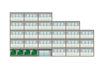 灰色の大規模マンション　グラフィック素材