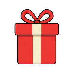 Red gift box with cream ribbon isolated on transparent background