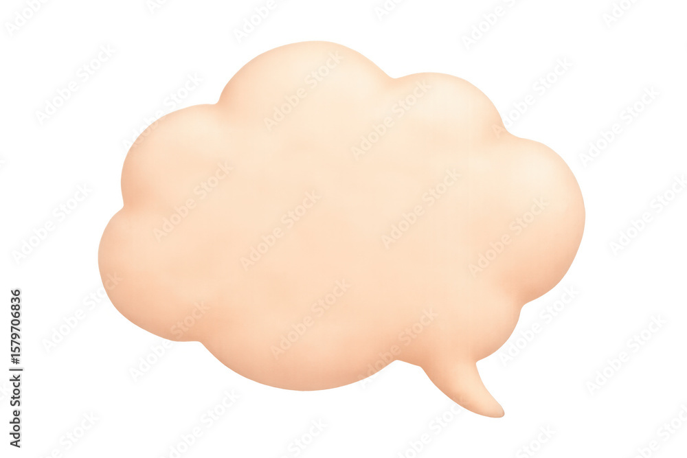 Poster peach-colored thought bubble hovering against transparent backdrop, enabling custom text insertion f