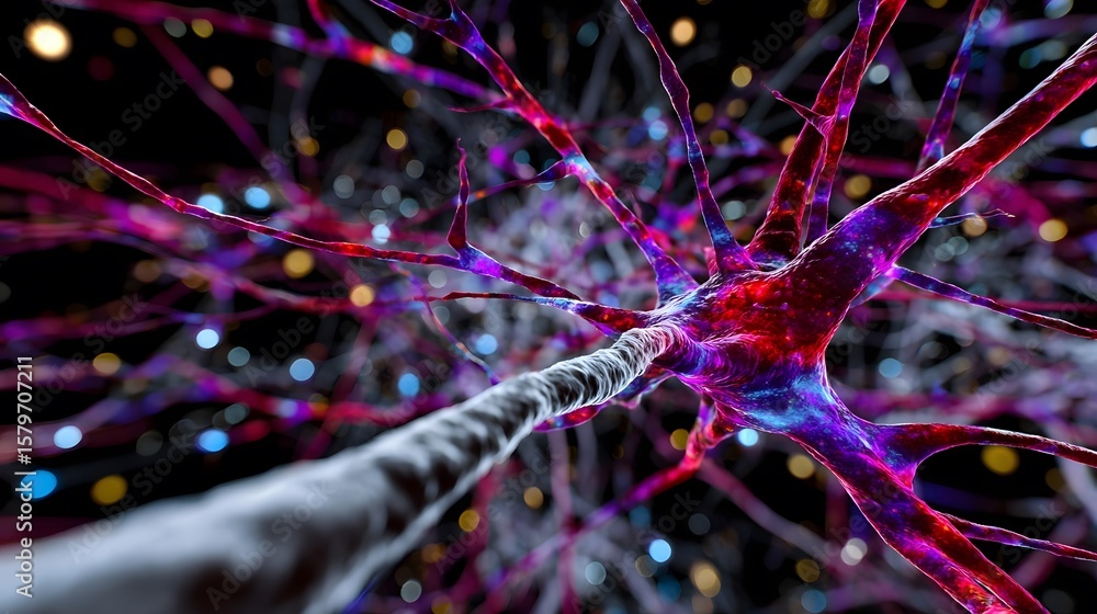 Aufkleber neuronal network visualization with vibrant colors and detailed structure