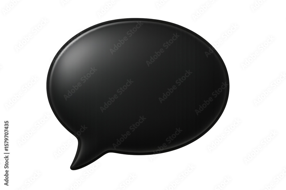 Poster 3d rendering of a black speech bubble floating on a transparent background, perfect for adding a tou