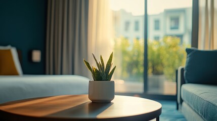 Interior shot of a modern room, sunlight streaming in