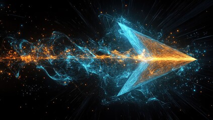 Abstract arrow,  twinkling light trails