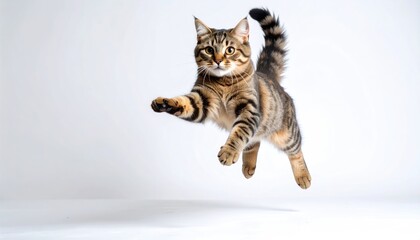 Playful cat in mid-air