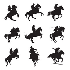 Naklejka premium bronco silhouette set, Black & White silhouette set