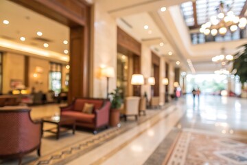 Elegant hotel lobby with cozy seating and natural light illuminating the space