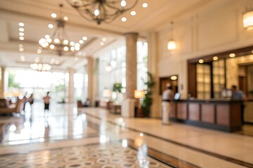 Elegant hotel lobby interior with modern decor and bright lighting in a welcoming atmosphere