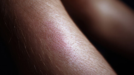 Naklejka premium Poor circulation with leg disorder concept. Close-up of skin with subtle texture and hair details.