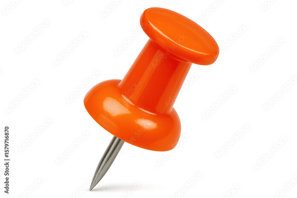 Poster glossy orange push pin positioned against clear background, highlighting visual communication and gr