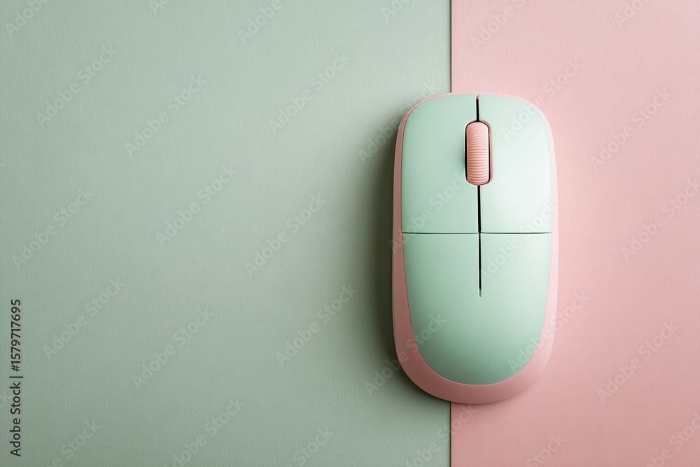 Fototapete Pastel computer mouse on color block background