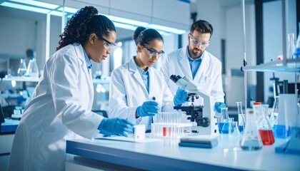 A photo of a research team in a lab