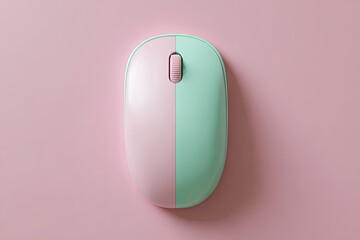 Pastel computer mouse, studio shot, pink background, minimalist design.  Possible use product image