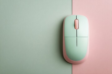 Pastel computer mouse on color block background