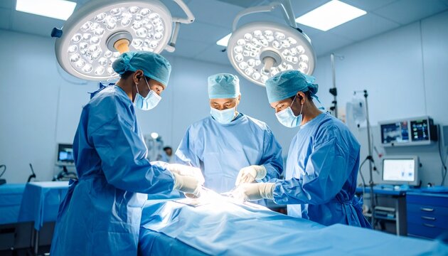 A professional photo of a surgical team in an operating room