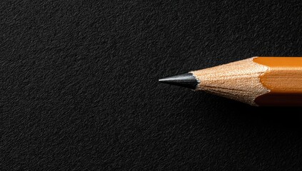 Close-up pencil tip on dark surface, ready to write