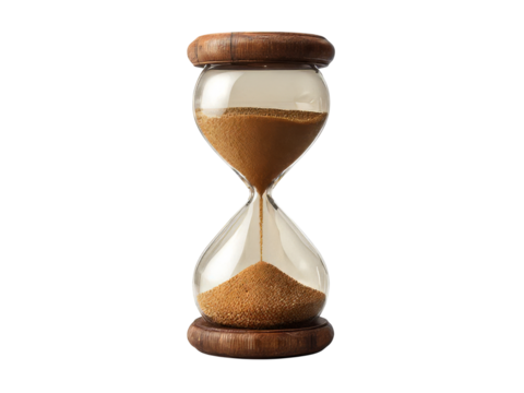 Elegant hourglass sand timer time measurement device, Isolated On Transparent Background, Png