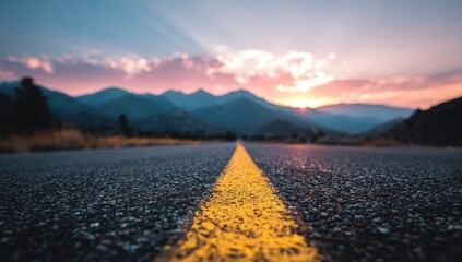 Mountain road sunset journey