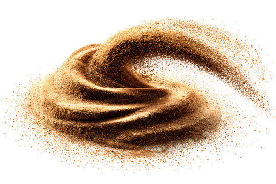 Cinnamon powder swirl with aromatic motion effect isolated on transparent background