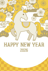 Fototapeta premium 2026年午年の年賀状はがきテンプレート