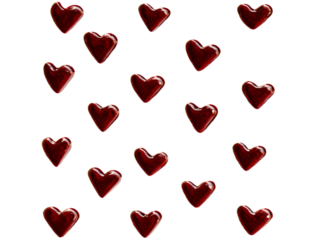 Dark red hearts pattern romantic love background, Isolated On Transparent Background, Png