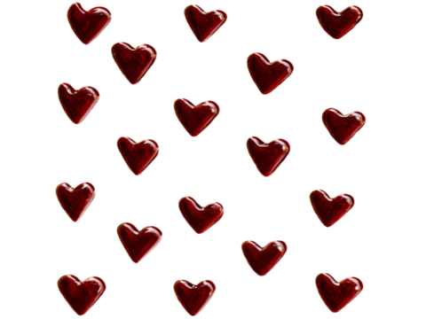 Dark red hearts pattern romantic love background, Isolated On Transparent Background, Png