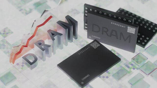 DRAM Memory Chips with Rising Price Chart, Technology Industry Trends 