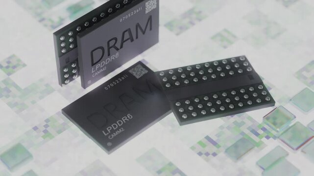 High-Performance DDR6 DRAM Memory Chip Display, Advanced Technology Component 