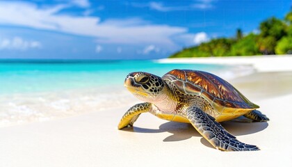 Obraz premium Sea turtle on tropical beach