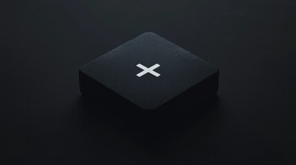 Dark button with a white "X