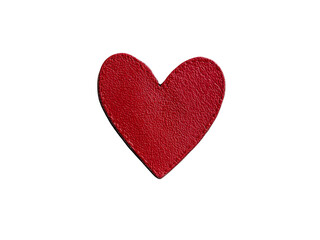Fototapeta premium Red leather heart shape isolated on black background valentines day love romance, Isolated On Transparent Background, Png