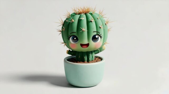 home decor 3D cartoon baby character cactus dancing loop motion.ai 