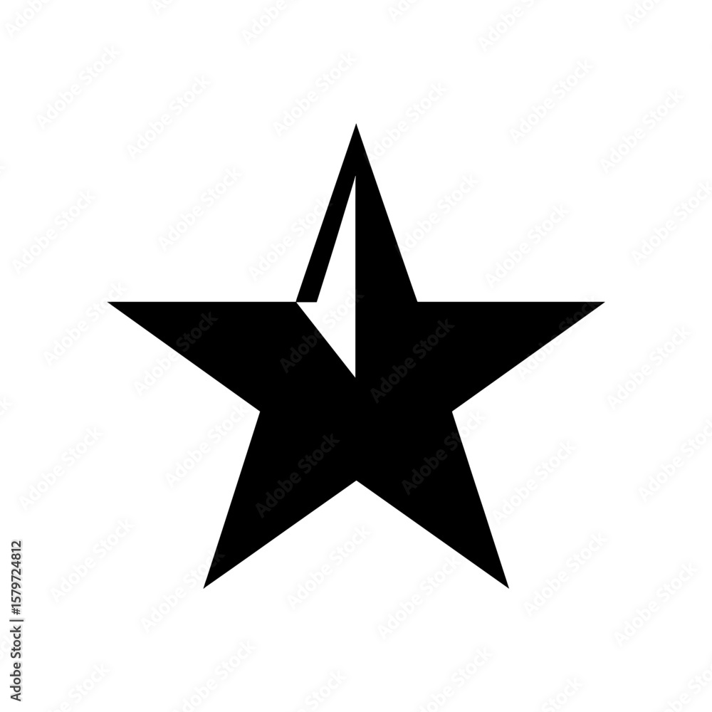 Poster a stylized five pointed star with a partial inset design near the top point of the star shape