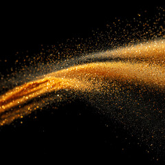 Fototapeta premium Abstract Gold Glitter Particles on Black Background