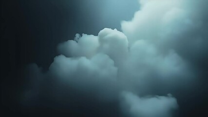 Ultra HD footage thick swirling white smoke dramatically curling shifting pitch black background evoking atmosphere mystery suspense cinematic tension no visible figures perfect dramatic scene