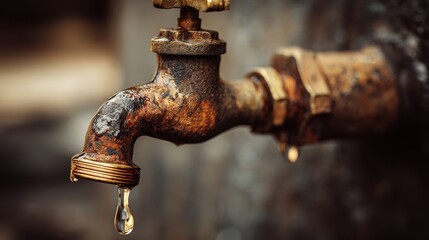 Crude oil faucet closeup