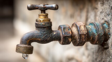 Crude oil faucet closeup
